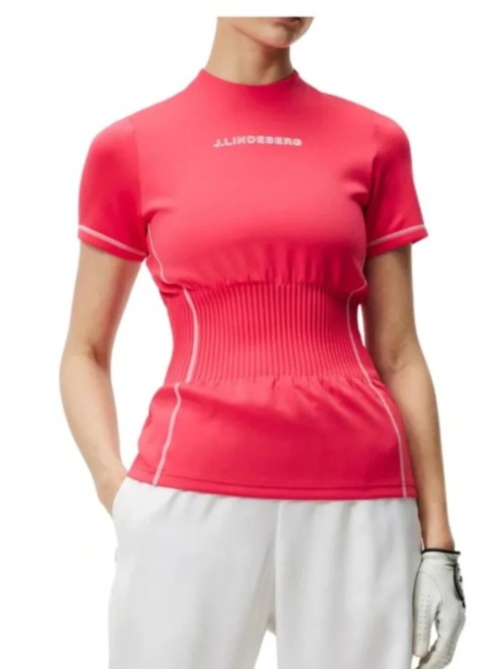 J.Lindeberg Kim Fitted Short-Sleeve Golf Top Pink S